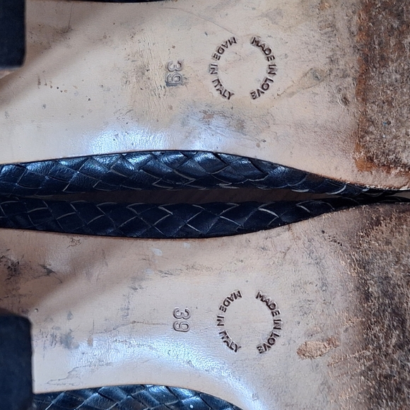 GEORGINA GOODMAN BLACK LEATHER WOVEN HEELS Size 9 - Picture 10 of 11